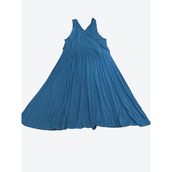 Ann Taylor LOFT Rayon Polyester Spandex Pleated Flare V-neck Midi Dress Size L - Picture 9 of 9